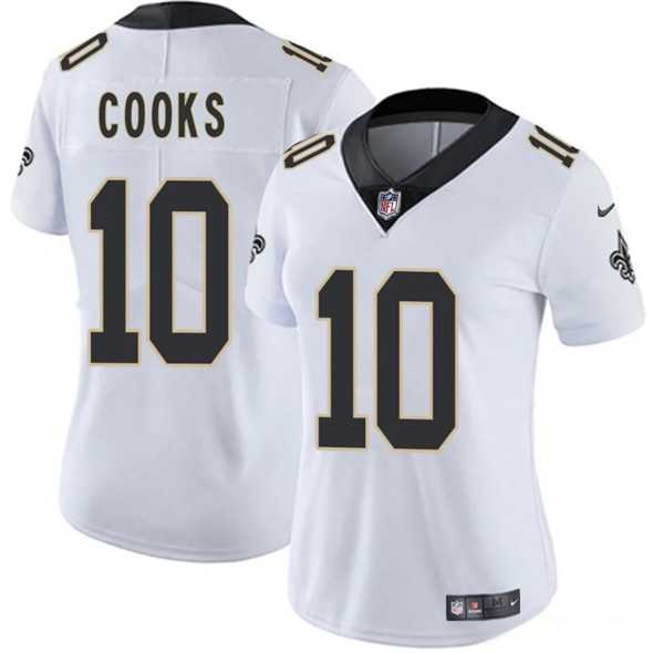 Womens New Orleans Saints #10 Brandin Cooks White 2025 Vapor Limited Stitched Jersey Dzhi